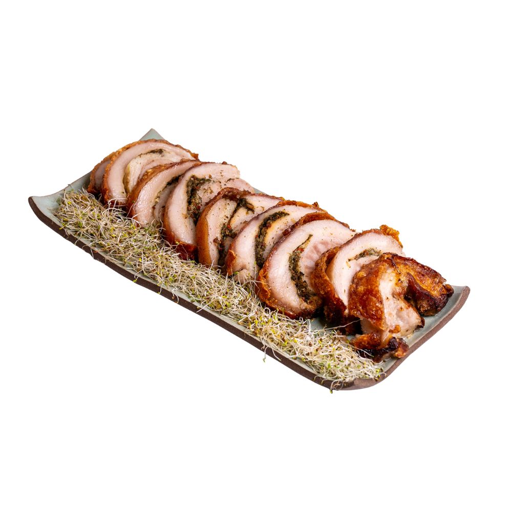 Panceta Recheada com Ervas e Tomate